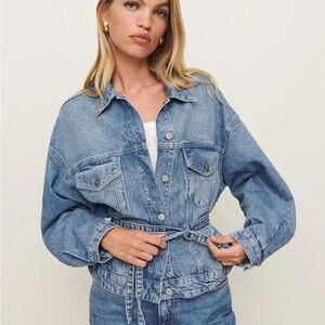 Reformation Luna Belted Denim Jacket Blue - Size XS